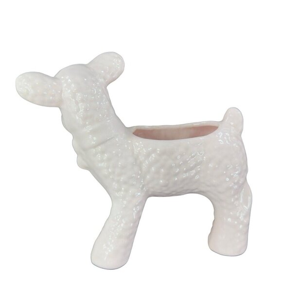 Vintage Haeger Pottery Light Pink Lamb Animal Planter Flower Pot Ceramic Decor - Picture 5 of 16